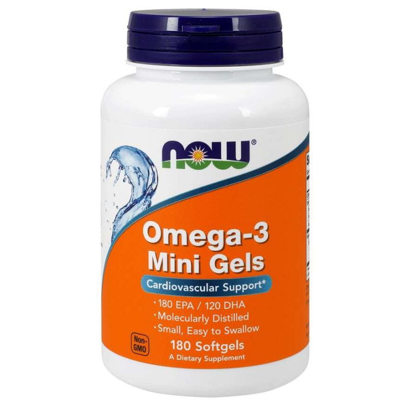 OMEGA 3 Mini-Gele DHA 120 MG und EPA 180 MG 180 Kapseln NOW FOODS