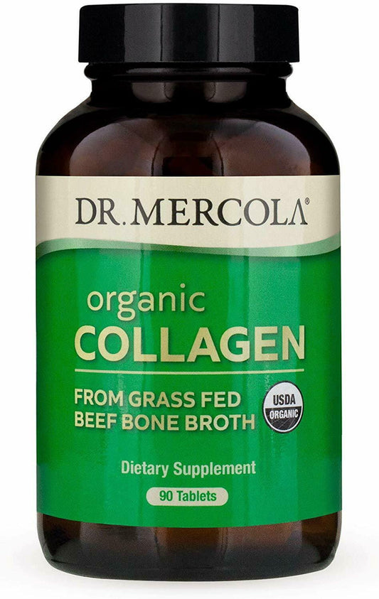Bio-Kollagen 90 Tabletten von DR MERCOLA, weiße Tabletten in einer Packung, für Haut und Gelenke, natürliche Nahrungsergänzung