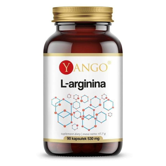 YANGO Larginin 440 MG 90 Kapseln, Nahaufnahme der Kapseln in einer offenen Packung, gesundheitsförderndes Nahrungsergänzungsmittel