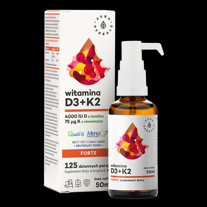 Vitamin D3 und K2MK7 in MCT-Öl 50 ml AURA HERBALS