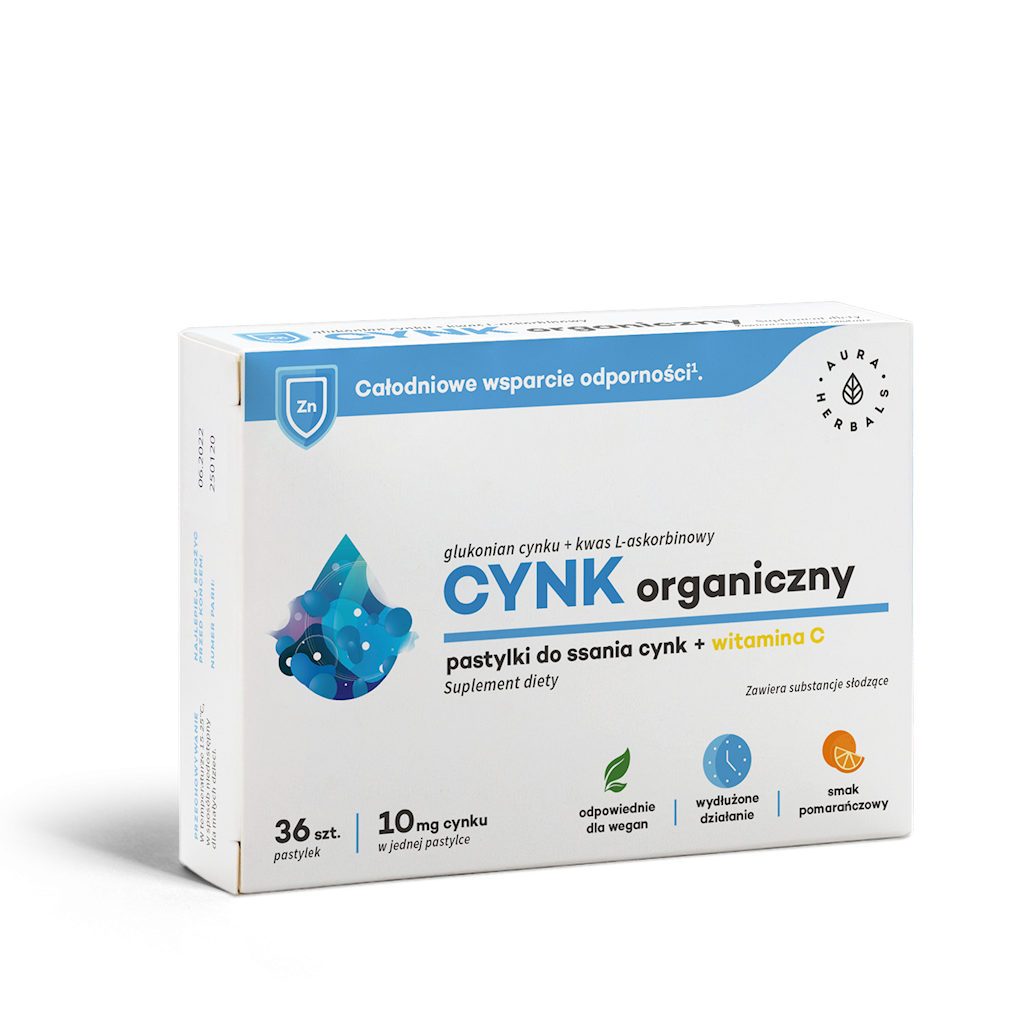 Organisches Zink 10 MG und Vitamin C 36 Tabletten von AURA HERBALS