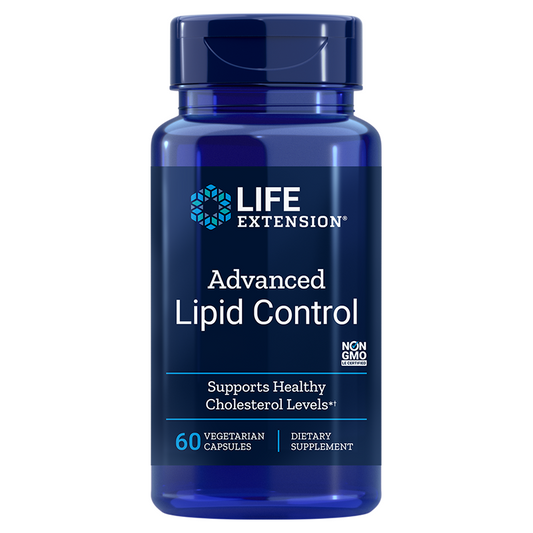 LIFE EXTENSION Lipidkontrolle Kapseln zur Blutfettregulierung, 60 Stück, Nahaufnahme der Verpackung