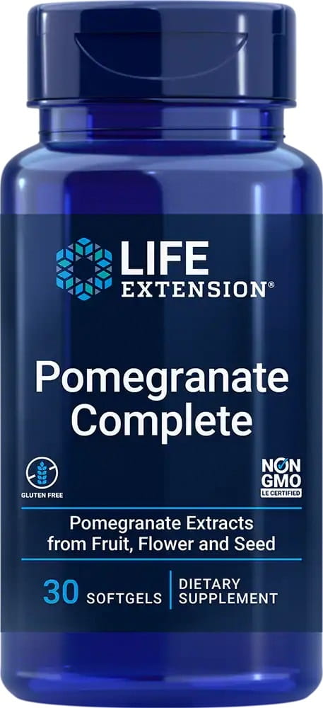 Standardisierte Granatapfel-Extrakte in 30 Kapseln von LIFE EXTENSION, natürliche Nahrungsergänzung für Gesundheit und Wohlbefinden.