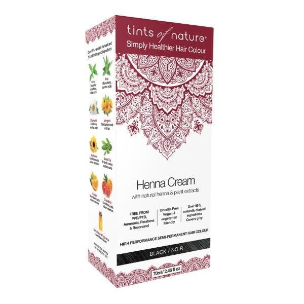 Semipermanente Haarfarbe in Creme mit Henna - schwarz TINTS OF NATURE