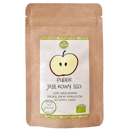 BIO Apfelpulver von HELPA in 20g Packung, feines Pulver aus frischen Äpfeln, ideal für gesunde Ernährung und Backrezepte.
