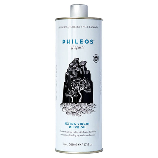500ml Olivenöl Dose von Phileos of Sparta, hochwertiges natives Olivenöl in eleganter Flasche, ideal für Kochen und Dressing