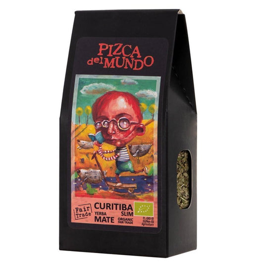 Bio Yerba Mate Curitiba Slim von PIZCA DEL MUNDO, verdauungsfördernd, in 100g Packung, frische und aromatische Kräuter.