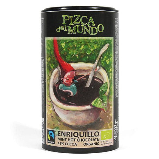 Bio Trinkschokolade mit Minzgeschmack von PIZCA DEL MUNDO, 250g, cremig und erfrischend, in der Packung sichtbar