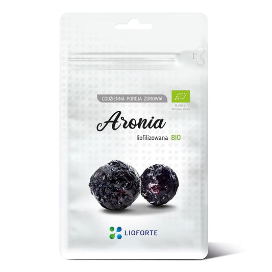 Gefriergetrocknete Bio Apfelbeeren von LIOFORTE in 30g Packung, getrocknete Beeren für Snacks und Rezepte.