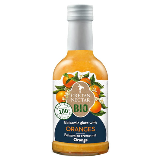 Bio-Balsamico-Creme mit Orange von Cretan Nektar, 250ml Flasche, cremige, aromatische Bio-Balsamico-Creme mit Orangengeschmack