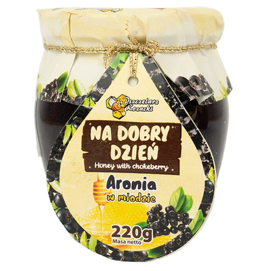Aroniahonig von Kozacki Beeberry, 220g, glatte Honigmasse aus Aroniabeeren für einen guten Tag, im Glas.