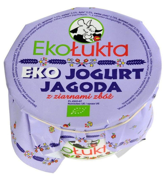 Bio Heidelbeerjoghurt mit Getreidekörnern in 200 g Schüssel, EKO ŁUKTA, fruchtiges Frühstücksprodukt