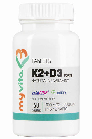 Vitamin K2 MK - 7 K2MK7 + D3 100mcg + 2000iu 60 Tabletten MYVITA