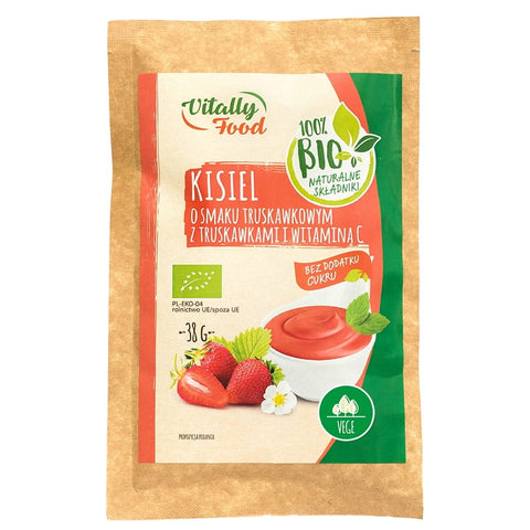 Kissel mit Erdbeergeschmack mit Erdbeeren und Vitamin C ohne Zuckerzusatz BIO 38g VITAL FOOD