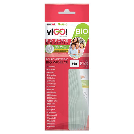 Biologisch abbaubare VIGO! Gabeln, 6 Stück, nachhaltiges Besteck aus umweltfreundlichem Material, ideal für umweltbewusste Mahlzeiten