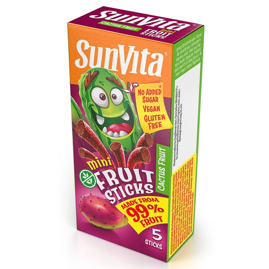 Fruchtsticks ohne Zuckerzusatz von SUNVITA, Kaktusfrucht, 50g (5x10g), mit fruchtigem Kaktusgeschmack und ohne Zuckerzusatz.
