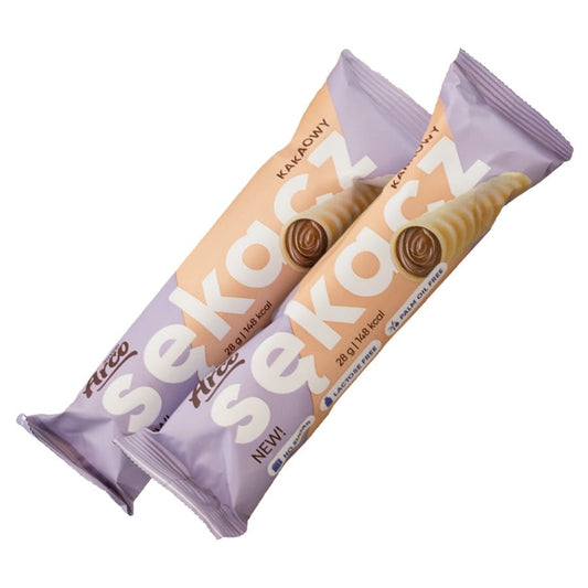 Kakao Sękacz ohne Zucker und Laktose, 28g, ARCO SWEETS, knuspriger kakaogeschichteter Kuchen, Nahaufnahme