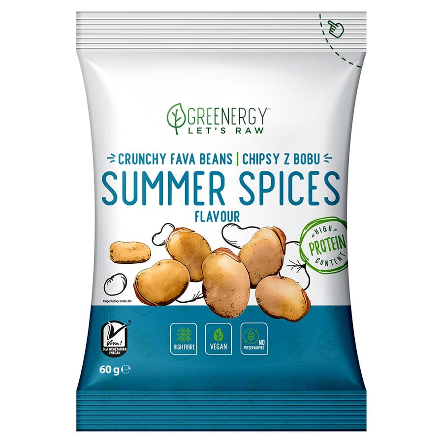 Ackerbohnenchips mit "Summer Spices" Geschmack 60g GREENERGY