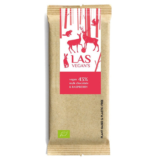 Vegane Schokolade mit Himbeeren 43% 50g LAS VEGANS