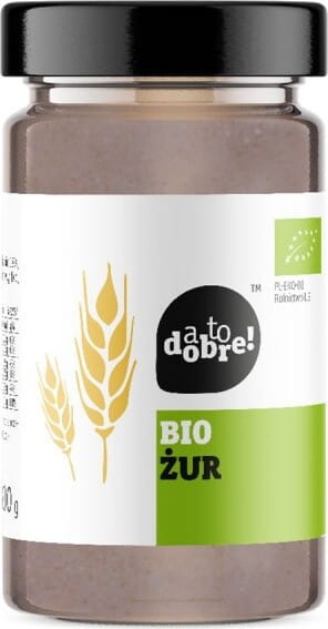 BIO Saure Roggensuppe von A TO DOBRE! in 300g Packung, zeigt die Verpackung mit der Produktbeschreibung und Zutaten.