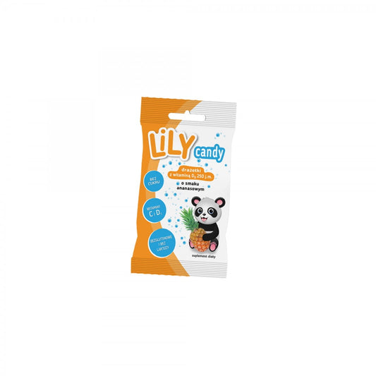 Vitaminananas Dragees von 7 Pharma, LILY CANDY, in 40 g Packung, bunte Ananasgeschmack, frische Süßigkeit.
