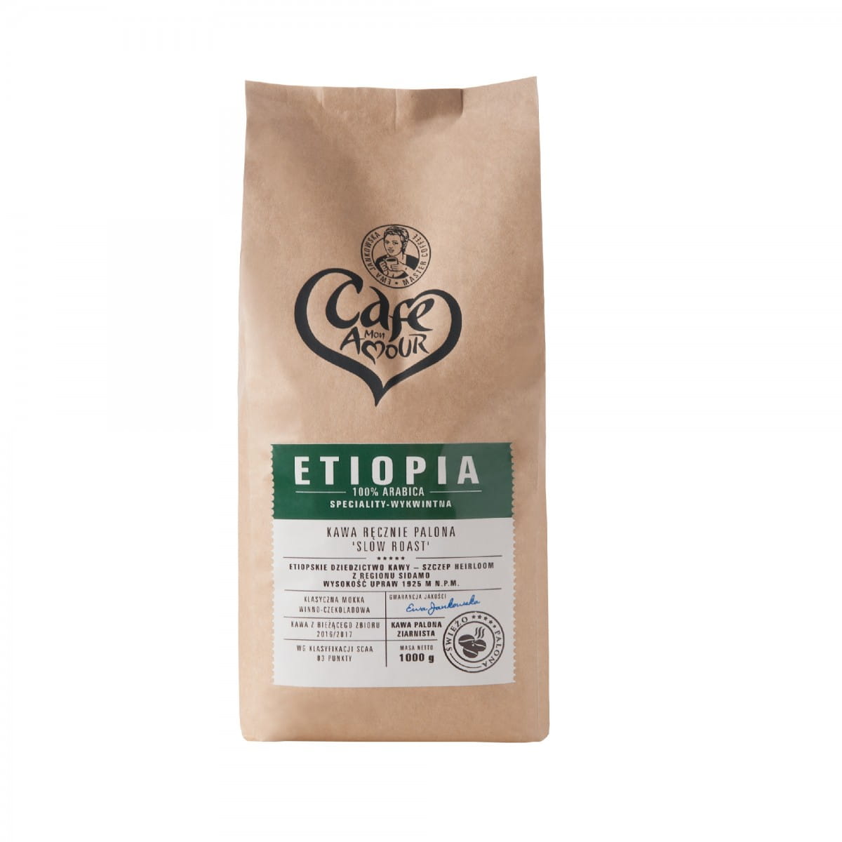 Handgeröstete Kaffeebohnen 100% Arabica Äthiopien BIO 1 kg CAFE AMOUR