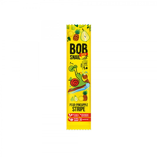 Dosen mit Birnen-Ananas-Snack ohne Zuckerzusatz, 14 g, ECO-SNACK BOB SNAIL, fruchtiger Snack in natürlicher Verpackung