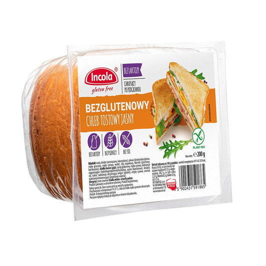 Leicht geröstetes, glutenfreies Brot von GFS POLAND, 200 g, mit goldener Kruste und knuspriger Oberfläche.