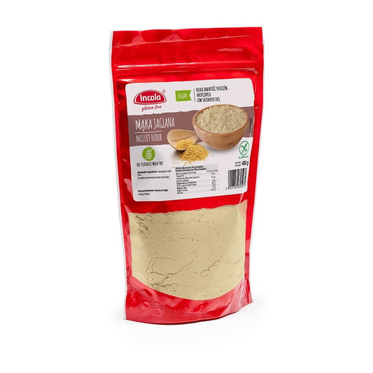 Glutenfreies Hirsemehl von GFS Poland in 400 g Packung, feines, hellgelbes Mehl für glutenfreie Rezepte.