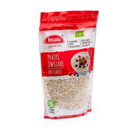 Glutenfreie Haferflocken von GFS Poland in einer 400 g Packung, sichtbare Verpackung mit Haferflocken.