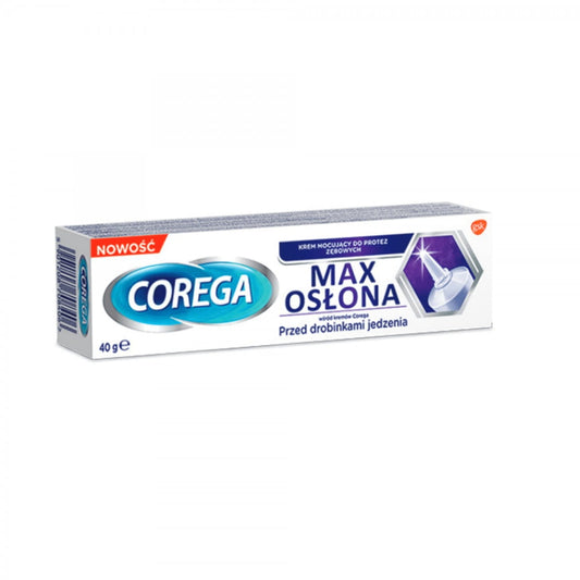 Fixiercreme für Zahnersatz in 40 g von GSK, zeigt die cremige Konsistenz in einer offenen Packung.