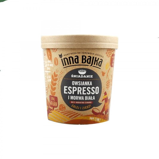 Brei aus Espresso und weißer Maulbeere von INNA BAJKA, 70 g, cremige Konsistenz ohne Zuckerzusatz, in Schüssel serviert