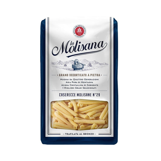 Caserecce Molisane-Nudeln von LA MOLISANA in 500 g Packung, ungekocht, Nahaufnahme der italienischen Pasta