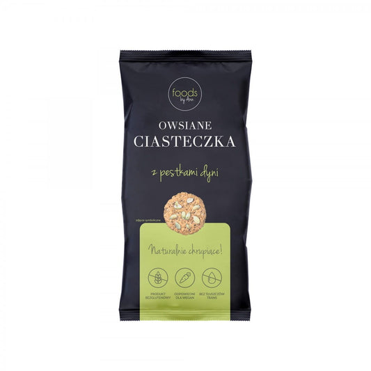 Haferkekse mit Kürbiskernen von FOODS BY ANN, 100 g, knusprige Kekse mit Kürbiskernen in einer Packung.