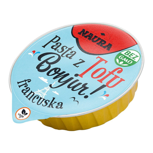 Französische Tofupaste von NAURA, 75 g, cremige vegane Pasten mit Tofu für abwechslungsreiche Gerichte, Nahaufnahme in Verpackung