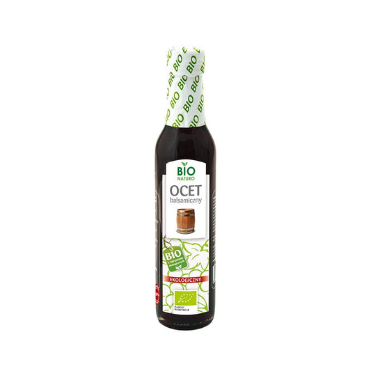 Bio-Balsamessig von BIONATURO in 250 ml Flasche, dunkle Farbe, ideal für Salate und Kochrezepte