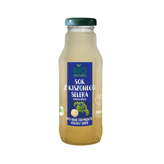 Natürlich eingelegter Selleriesaft BIO in 300 ml Flasche von BIONATURO, frischer Selleriesaft in Glasflasche.