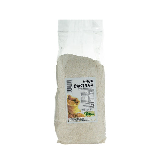 Hafermehl von PRO NATURA in 400 g Packung, feines, helles Hafermehl für Backen und Kochen, auf weißem Hintergrund.