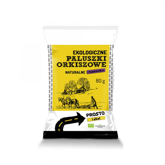 Bio Dinkel Sticks mit Topinambur von PROSTO GROUP, 80 g, knusprige Bio-Snacks aus Dinkel und Topinambur.