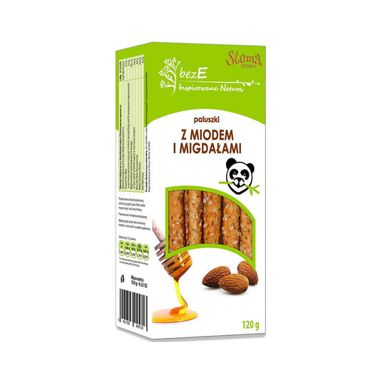 Knusprige Grissini mit Honig und Mandeln von STEMA, ohne E-Nummern, 120 g, detailreiche Nahaufnahme