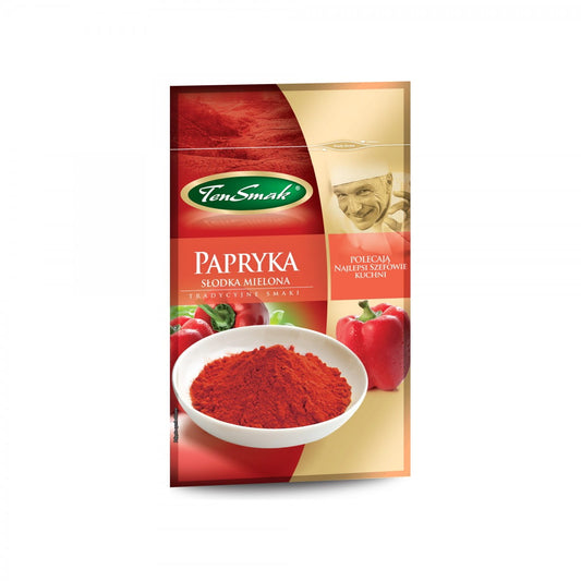 Gemahlene süße Paprika von TEN SMAK, 20 g, frischer roter Paprika für würzige Gerichte, sichtbare Paprikastücke in der Verpackung