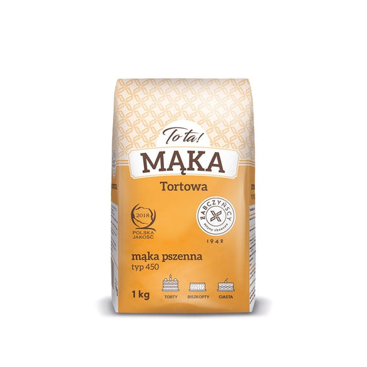 Weizenmehl 45 von TO TA, 1 kg Mehl in einer Verpackung, Nahaufnahme des Mehls in einer Küchenumgebung
