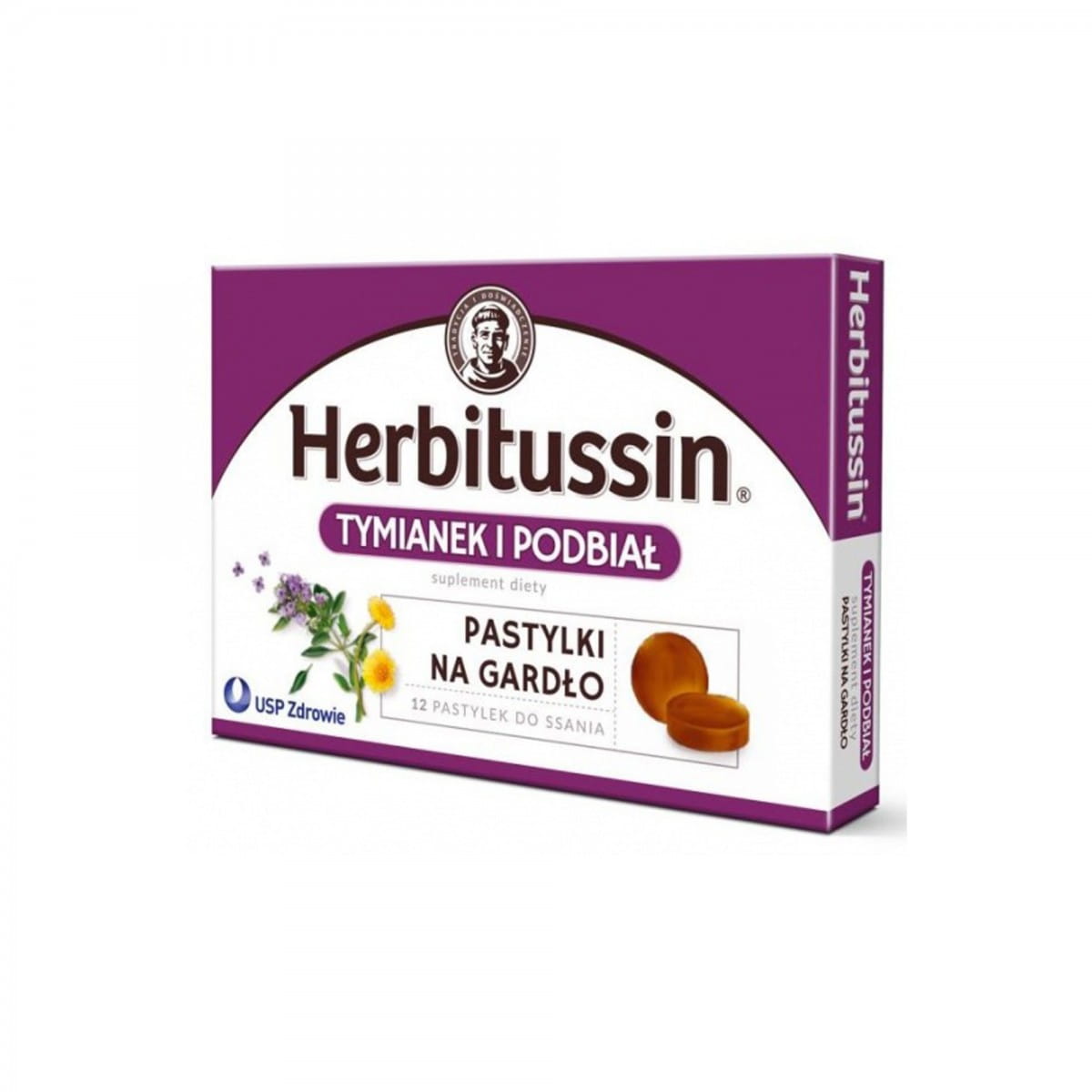 Thymian und Huflattich im Hals 12 Tabletten HERBITUSSIN