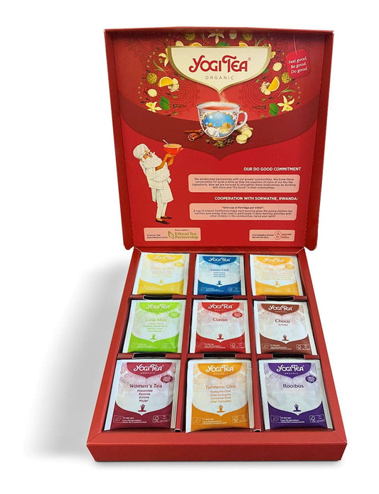 BIO-Teeset Auswahlbox mit 9 Geschmacksrichtungen, 5 Beutel à 86 g von YOGI TEA, verschiedene Bio-Teearten in Beuteln