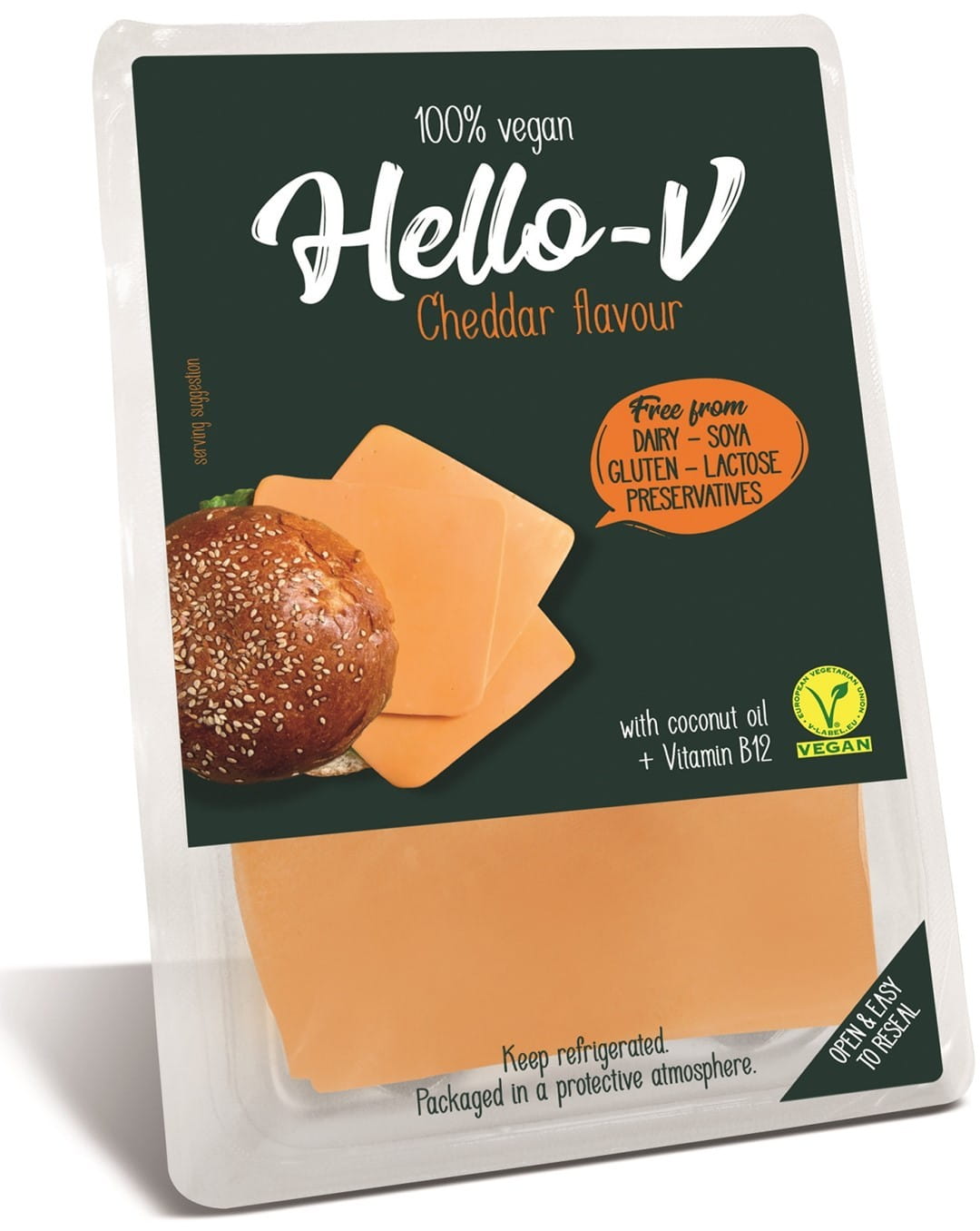 Eine pflanzliche Alternative zu Cheddar-Käse Scheiben 140 g HELLO - V