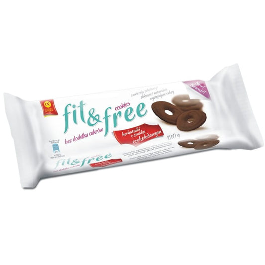 Schokokekse ohne Zucker von CUKRY NYSKIE, Fit & Free, 120g, mit dunkler Schokolade, glutenfrei, leckere Snack-Option