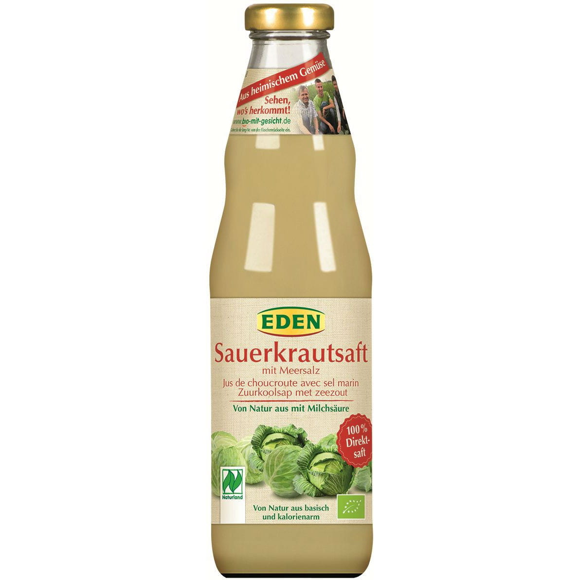 Sauerkrautsaft mit Meersalz BIO 750 ml - EDEN