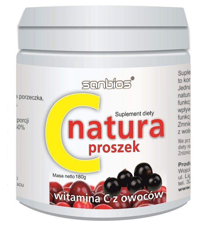C Natur Pulver 180g - Vitamin C aus SANBIOS Frucht