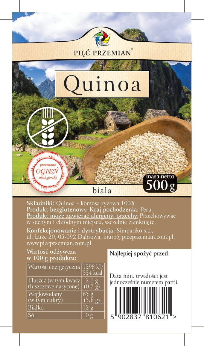 Weiße Quinoa - Quinoa 500g FÜNF ÄNDERUNGEN