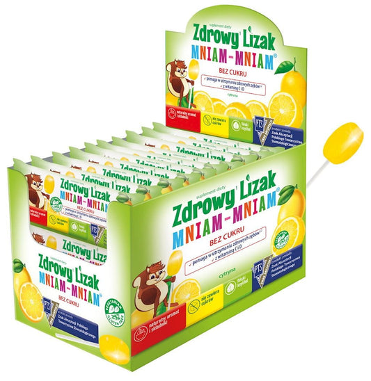 Gesunde STARPHARMA GESUNDE LOLY Zitrone ohne Zucker, erfrischende Lutscher im Display, lecker und kalorienarm